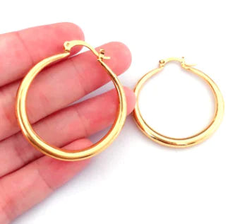European Style Glossy Hoop Earrings with Silver Plating