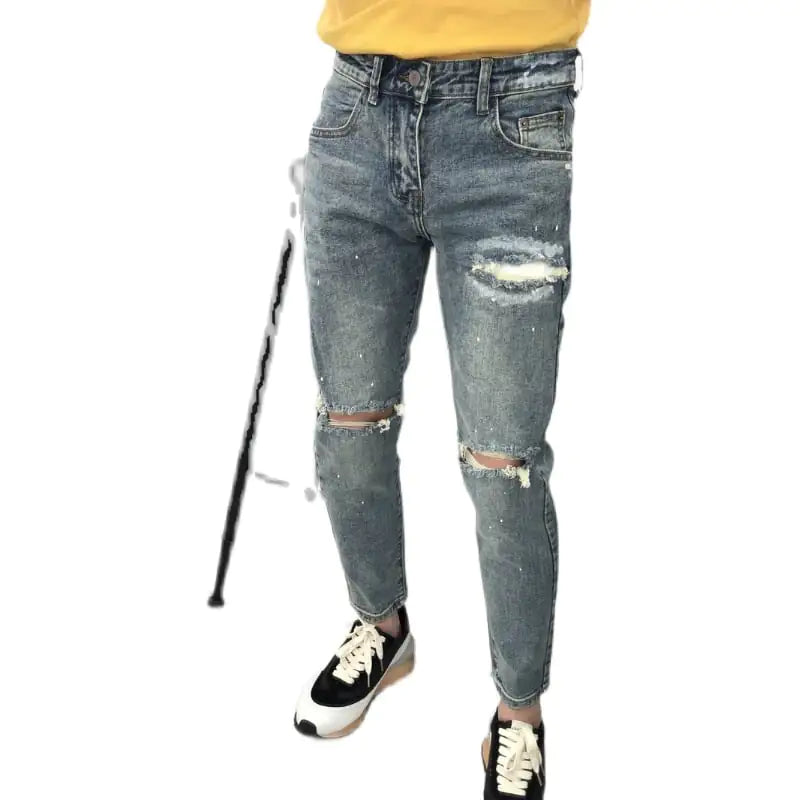 Curly Men's Spring Summer Slim Fit Denim Pants