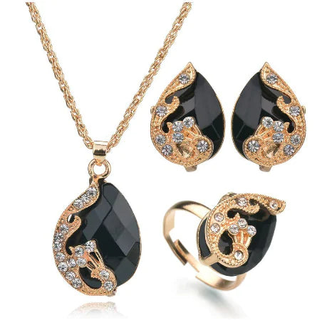 Rose Gold Wedding Earrings and Necklace Set