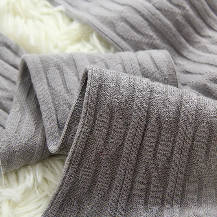 Women's Over-the-Knee Cotton Socks with Cable Knit Design