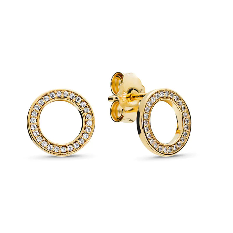 Fashionable O-Shaped Women's Earrings with Zirconia