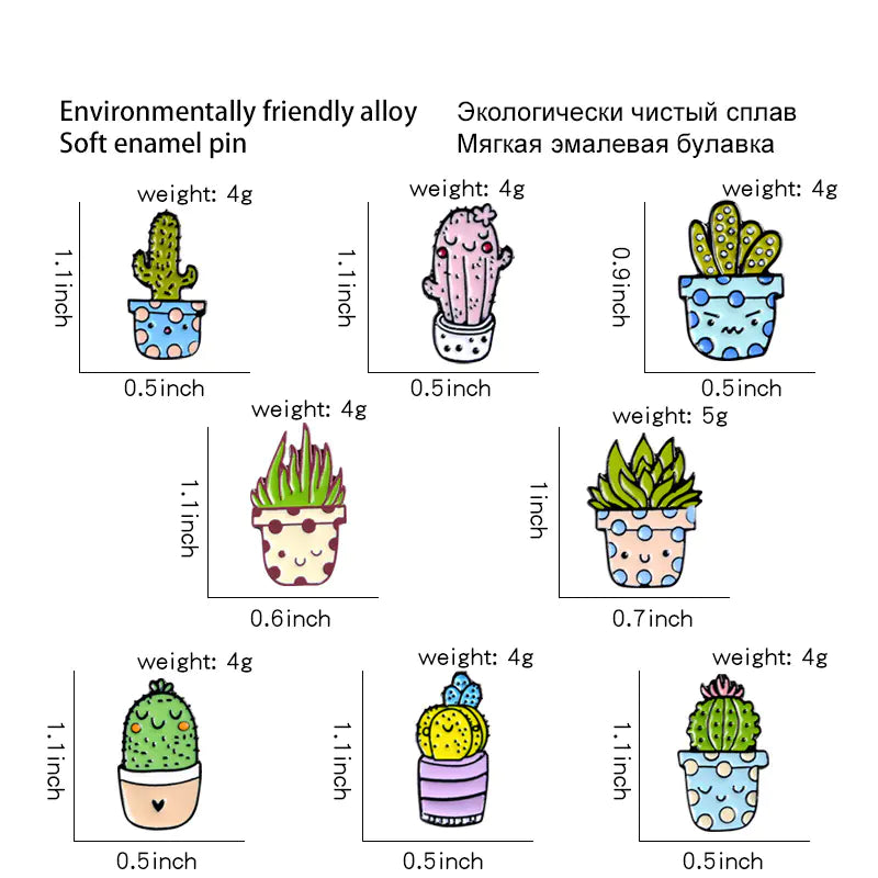 Cute Cartoon Student Cactus Brooch and Badge (Wholesale)