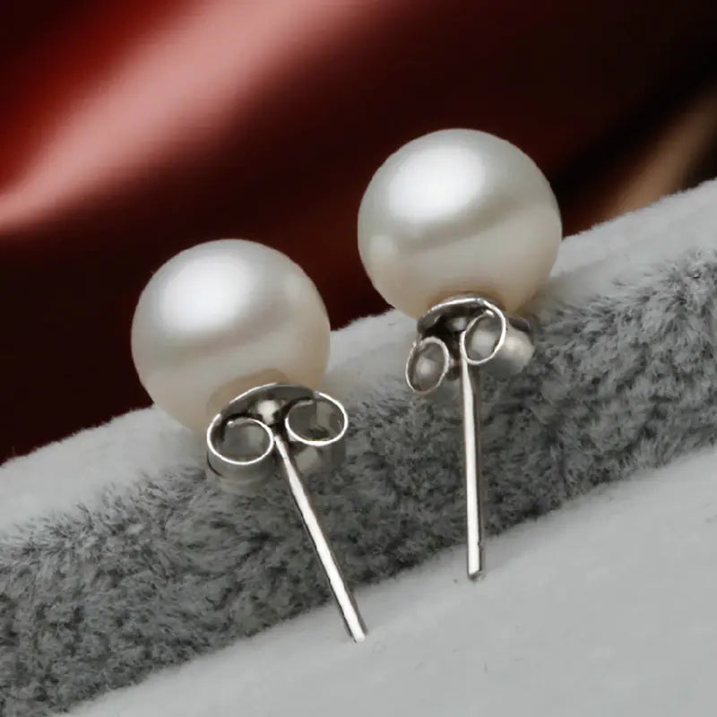 Pearl Silver Stud Earrings for Women - 925 Silver