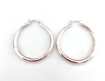 European Style Glossy Hoop Earrings with Silver Plating