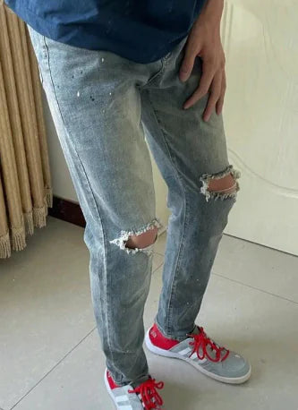 Curly Men's Spring Summer Slim Fit Denim Pants