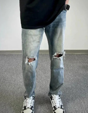 Curly Men's Spring Summer Slim Fit Denim Pants