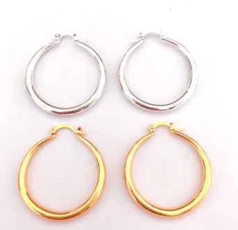 European Style Glossy Hoop Earrings with Silver Plating