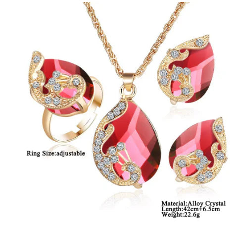 Rose Gold Wedding Earrings and Necklace Set