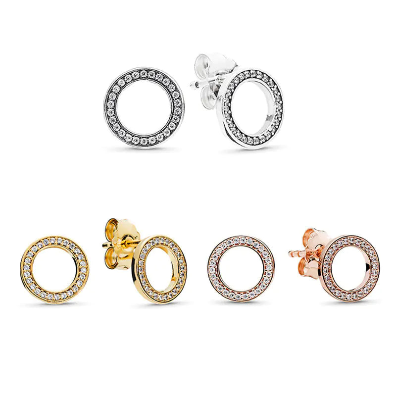 Fashionable O-Shaped Women's Earrings with Zirconia