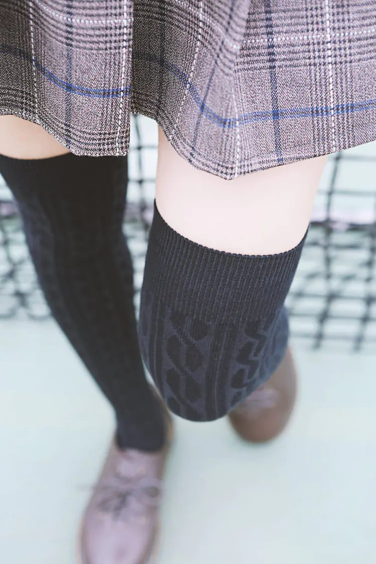 Women's Over-the-Knee Cotton Socks with Cable Knit Design