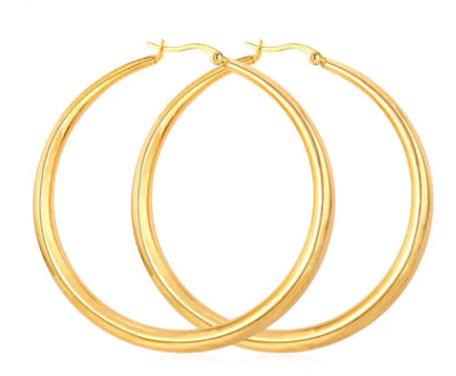 European Style Glossy Hoop Earrings with Silver Plating